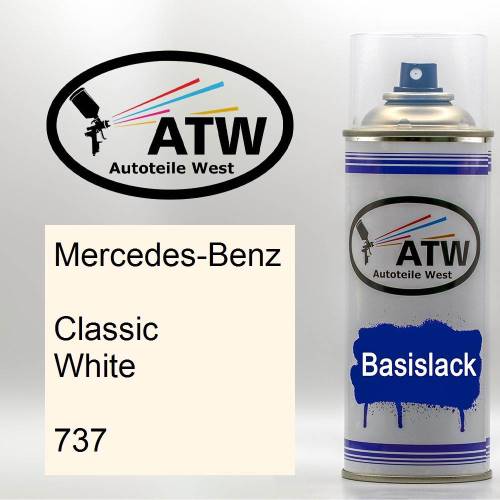 Mercedes-Benz, Classic White, 737: 400ml Sprühdose, von ATW Autoteile West.